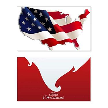 Imagem de Mapa da bandeira dos Estados Unidos de estrelas e listras, feriado, cartão de felicitações, mensagem de Natal