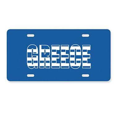 Imagem de DIYthinker Placa de carro com nome da bandeira da Grécia em aço inoxidável para decoração de carro