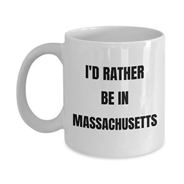 Imagem de Caneca Massachusetts - I'd Rather be in Massachusetts - Caneca de café - Ideia de presente de mordaça de Massachusetts - Cesta de presente para homens ou mulheres