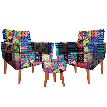 Imagem de Kit 02 Poltrona Decorativa Nina + Puff Primavera