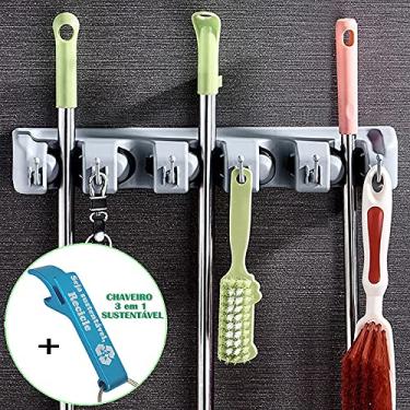 Imagem de Suporte Multiuso Para Vassoura Rodo 5 Posições + Chaveiro CBRN18376