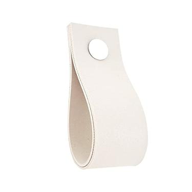 Imagem de Puxador Doko Parafuso - Textura de Couro Creme - Parafuso Branco