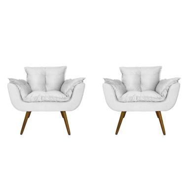 Imagem de Kit 02 Poltronas Decorativa Sala E Recepção Opala Corano Branco - LM DECOR