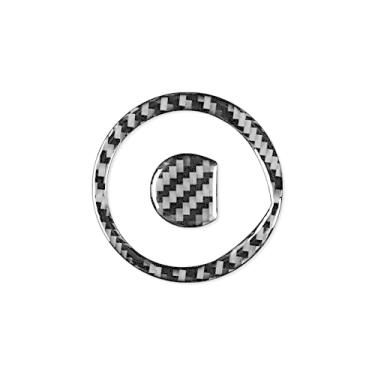 Imagem de UTOYA Adesivo do logotipo do volante interior de fibra de carbono do carro Moldura decorativa, adequado para Mercedes-Benz smart 2016-2021 Estilo do carro
