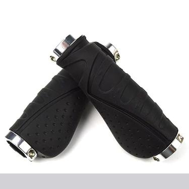 Imagem de Punhos de guidão de bicicleta Alça de torno de liga de alumínio Equipamento de guidão de bicicleta de montanha Acessórios de bicicleta (preto-prata)