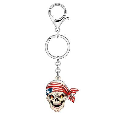 Imagem de ZALTAS Bandeira Americana Caveira Chaveiro Bolsa Anel Amuletos Carro Jóias Presentes FemininosMulticolorido