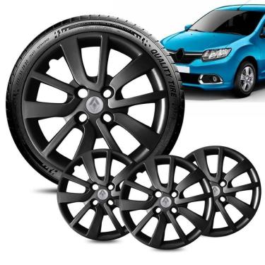 Imagem de Jogo 4 Calota Renault Sandero aro 14 2014 a 20 Preta Brilhan