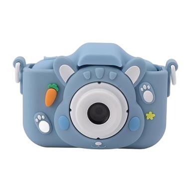 Imagem de Câmera de jogo infantil, presente de aniversário, câmera automática para crianças, gravação de 1 clique, reconhecimento facial, carregamento USB, tela multifuncional de 2 polegadas para festivais (azul)