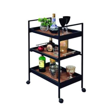 Imagem de Carrinho Bar Aparador Bebidas Decoração Copos Sala Estar Adega Barzinho Para Servir Cantinho Café Chá Adega Cor:Borda Pr