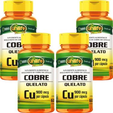 Imagem de KIT 4x Cobre Quelato - 60 Cápsulas 350mg - Unilife Vitamins