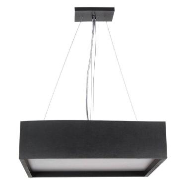 Imagem de Lustre Pendente Madeira Quadrado Preto 60Cm