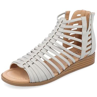 Imagem de Journee Collection Womens Delilah Tru Comfort Foam Gladiator Sliver Wedge Sandals Grey 7.5 Medium Womens US