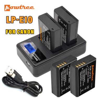 Imagem de Powtree Bateria de substituição LP-E10 pacote com 2 e carregador duplo LCD compatível com Canon EOS