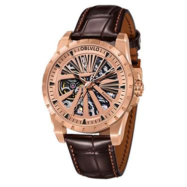 Imagem de OBLVLO Relógio masculino de esqueleto militar mecânico de marca de luxo relógios esportivos automáticos pretos à prova d'água RMS-U, RMS-U-PPW, Moderno