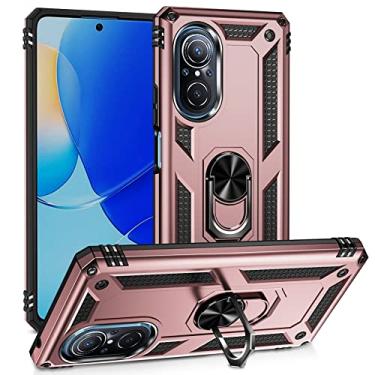 Imagem de BoerHang Capa para Huawei Nova 9SE, resistente, à prova de choque, proteção de camada dupla TPU + PC, capa de telefone Huawei Nova 9SE com suporte de anel. (ouro rosa)