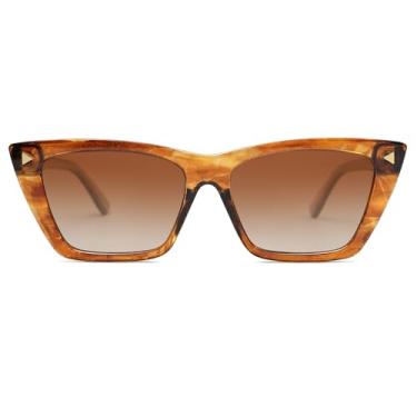 Imagem de SOJOS Óculos de sol da moda feminino retrô fofo olho de gato polarizado feminino designer Shades SJ2297, Tartaruga laranja/classificação de brawn, 54-17-145