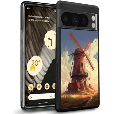 Imagem de Capa de telefone para Google Pixel 8 8 Pro 7 7 Pro 6 6a 6 Pro 5 5a 4 4a 4XL 3 3 XL 2 2 XL 4G/5G com design Flamingo-aa472 moldura preta de borracha fina à prova de choque/948 (Color : Dutch Windmill