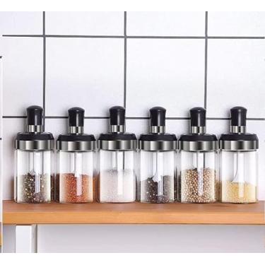 Imagem de Kit Porta Tempero em Vidro com Colher Sal, Açucar, Condimentos, Pimenta, Tomilho, Orégano (Kit 6 unidades 230ml)