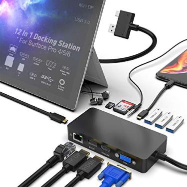 Imagem de Dock Dock 12 em 1 (2 HDMI + VGA), estação de ancoragem Microsoft Surface Pro com tela tripla (Surface-Dock-701)