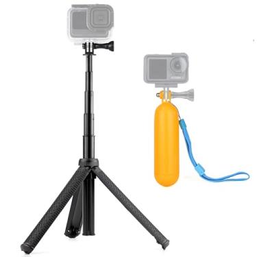 Imagem de YALLSAME Suporte de tripé de bastão de selfie impermeável de alumínio + alça flutuante para câmeras GoPro Hero 12, 11, 10, 9, 8, 7, 6, 5, 4, 3, GoPro Max, Fusion, Session, OSMO 2 3 4, Insta360