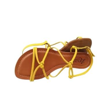 Imagem de Sandália Rasteira Rasteirinha Feminina Nó Amarela Verão (35)