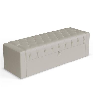 Imagem de Calçadeira Báu Queen Size Atena 160cm Capitonê Sintético Bege - Desk Design