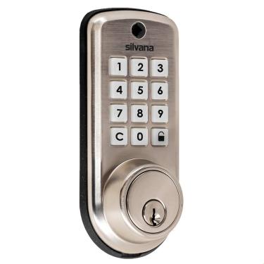 Imagem de Fechadura Digital Embutir Chave E Senha Niquelada - Silvana Sdd115