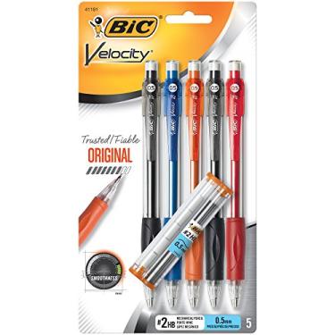 Imagem de BIC Lapiseira Velocity Original, ponta fina (0,5 mm), escrita escura suave, 5 unidades