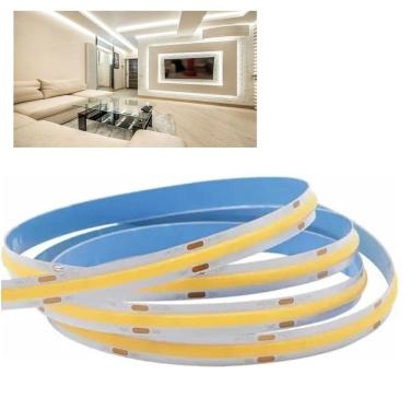 Imagem de Fita LED COB 6500K 12v IP20 5 Metros 18w Sanca Espelho Teto Rebaixado Gesso Iluminaçao Profissional Quarto Sala Loja