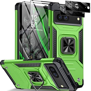 Imagem de AMILIFECASES Capa para Google Pixel 7, com 2 peças de protetor de tela e 2 peças de protetor de lente de câmera, capa de telefone Pixel 7 resistente, capa protetora à prova de choque para Pixel 7, verde
