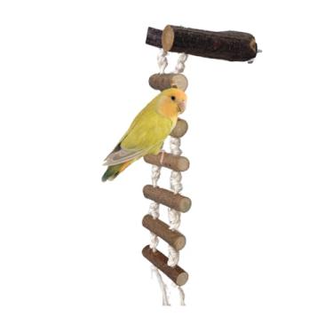 Imagem de Gaiola de pássaro, portátil, balanço, pingentes, brinquedo de madeira, papagaio, plataforma suspensa, suporte para periquito, periquito, periquito, periquito e outros animais pequenos (A)