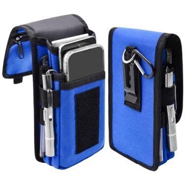 Imagem de KATOLK Coldre duplo para celular, bolsa grande para smartphone, suporte de cinto para celular para iPhone 16/15/14 Pro Max e telefones Samsung, compatível com Power Bank, para trabalho, caminhada