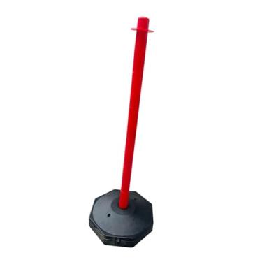 Imagem de Esquirla Sinal de Cuidado para Entrada de Automóveis, Cone de Poste de Tráfego de 33 Polegadas, Versátil com Base Preenchível, Suporte de Rua para Cuidado de T, Vermelho