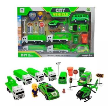 Imagem de Kit Brinquedos Miniaturas Veículos De Cidade E Acessórios - 99 Toys