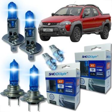 Imagem de Kit lâmpada shocklight super branca farol alto baixo e lanterna h1 h7 