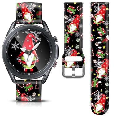 Imagem de Pulseira de relógio de 22 mm para Samsung Galaxy Watch 3 de 45 mm/Galaxy Watch 46 mm/Gear S3 Frontier, pulseira de silicone mylooverleo estampada com tema natalino e boneco de neve para smartwatch de
