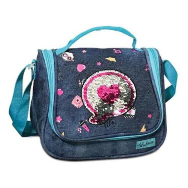 Imagem de Lancheira Térmica Luluca Paetê E Estampa Menina Azul Escuro - Clio