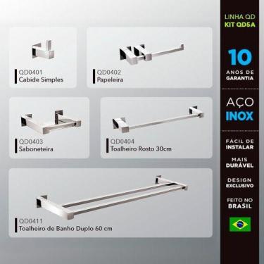 Imagem de Kit Acessórios Para Banheiros 5 Peças Inox - Kromus Kitqd5a