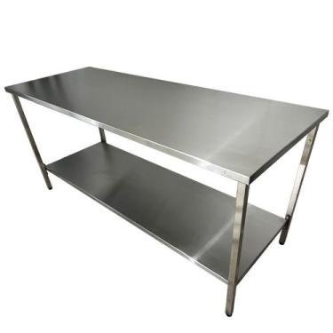 Imagem de Mesa Aço Inox Industrial 180x60x90 cm Plano Liso Nortinox
