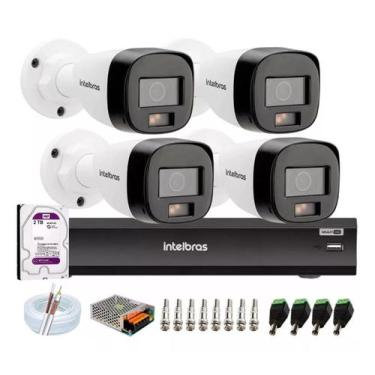 Imagem de Kit Intelbras 4 Cameras Segurança 1220b Full Color Dvr Imhdx 3008 + hd