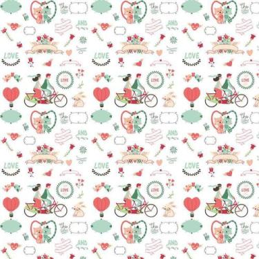 Imagem de Papel De Parede Love Amor Flores Pássaros Coloridos Adesivo - LRP