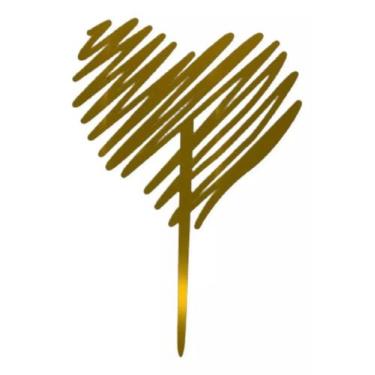 Imagem de Artigo Festa Enfeite Topo Bolo Topper - Dourado - Coração - Gh3 Festas