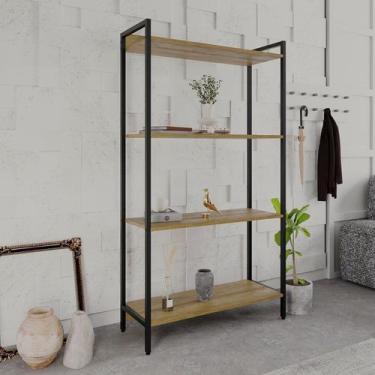 Imagem de Estante para Livros Industrial Aço Multiuso 4 Prateleiras 146cmx80cm A