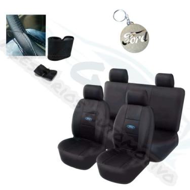 Imagem de capa banco carro material sintético preto+capa volante p Ford Ka 2001 