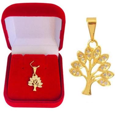 Imagem de Pingente Árvore da Vida em Zircônia Banhado a Ouro 18k + Caixa Veludo 