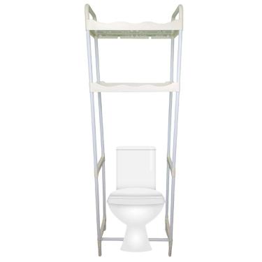 Imagem de Rack Estante Banheiro 2 Prateleiras Vaso Sanitario Multiuso Lavanderia Cozinha Organizaçao Armazenamento Resistente