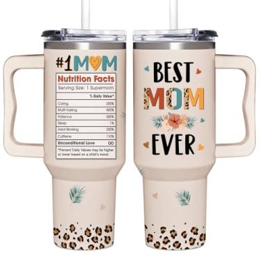 Imagem de 365FURY Best Mom Ever Gifts - Presentes de Dia das Mães da Filha, Filho - Aniversário, Presentes de Natal para Mãe - Presentes de Nova Mãe para Mulheres - Copo de 1,134 g com canudo