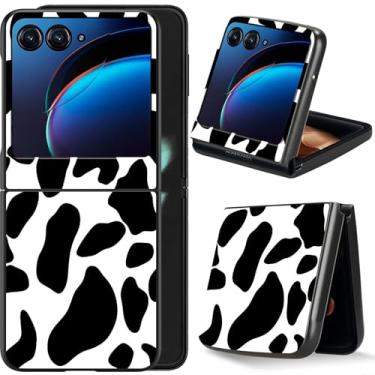 Imagem de Dikoer Capa flip para Moto Razr 50 Ultra/Plus 2024, capa dobrável de policarbonato rígido de corpo inteiro, à prova de choque, estampa de vaca
