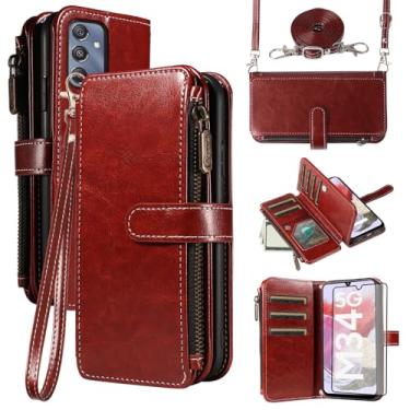 Imagem de Asuwish Capa de telefone para Samsung Galaxy A25 5G/A24 4G/M34/F34 Capa com protetor de tela e cordão com zíper carteira porta-cartão suporte suporte acessórios de celular A 25 25A 24A LTE mulheres