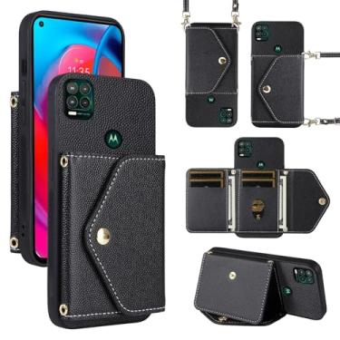 Imagem de Dibosom Capa carteira minimalista para Moto G Stylus 5G 2021 com alça de ombro, 6 compartimentos para cartões, fina e fina, suporte para cartão de crédito, capa para celular para Motorola GStylus G5